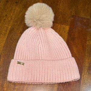 Steve Madden Cozy Pink Knit Pom-Pom Beanie